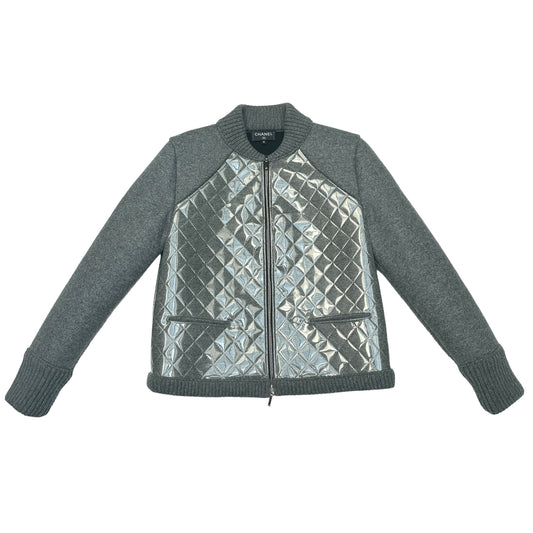 Grey Wool & PVC Jacket - S