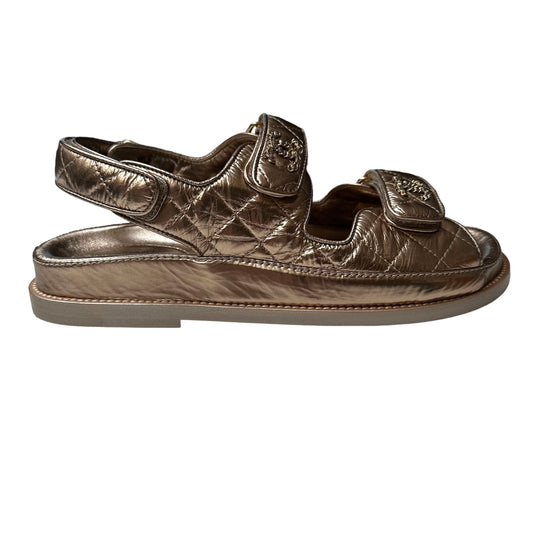 Gold Leather Dad Sandals - 7