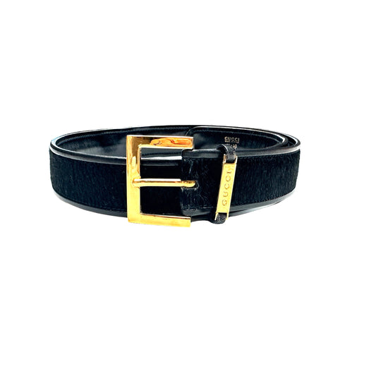 Black Pony Hair Belt - 75