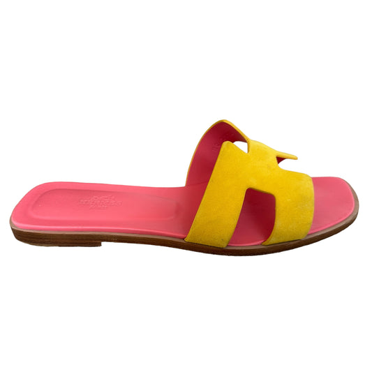 Yellow Suede & Pink Leather Oran Sandals - 8