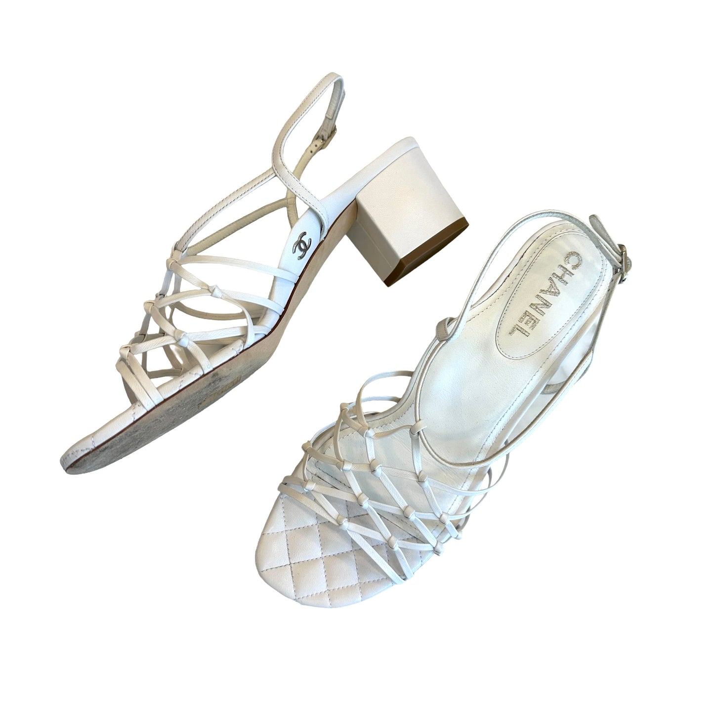White Leather Sandals - 11