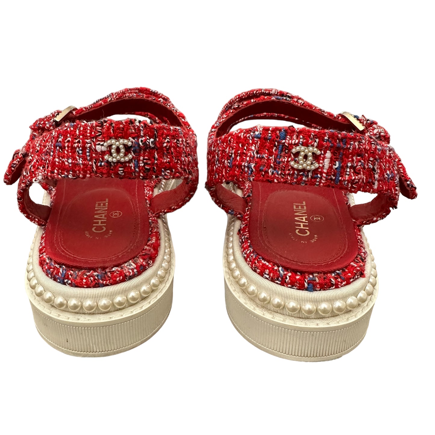Red Tweed Sandals - 8