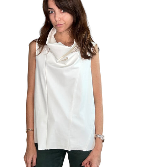 White Faux-Leather Top - M