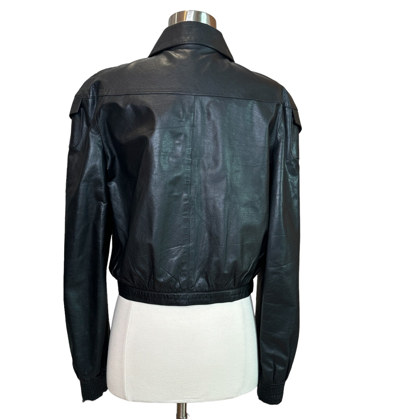 Black Vintage Leather Jacket - S/M