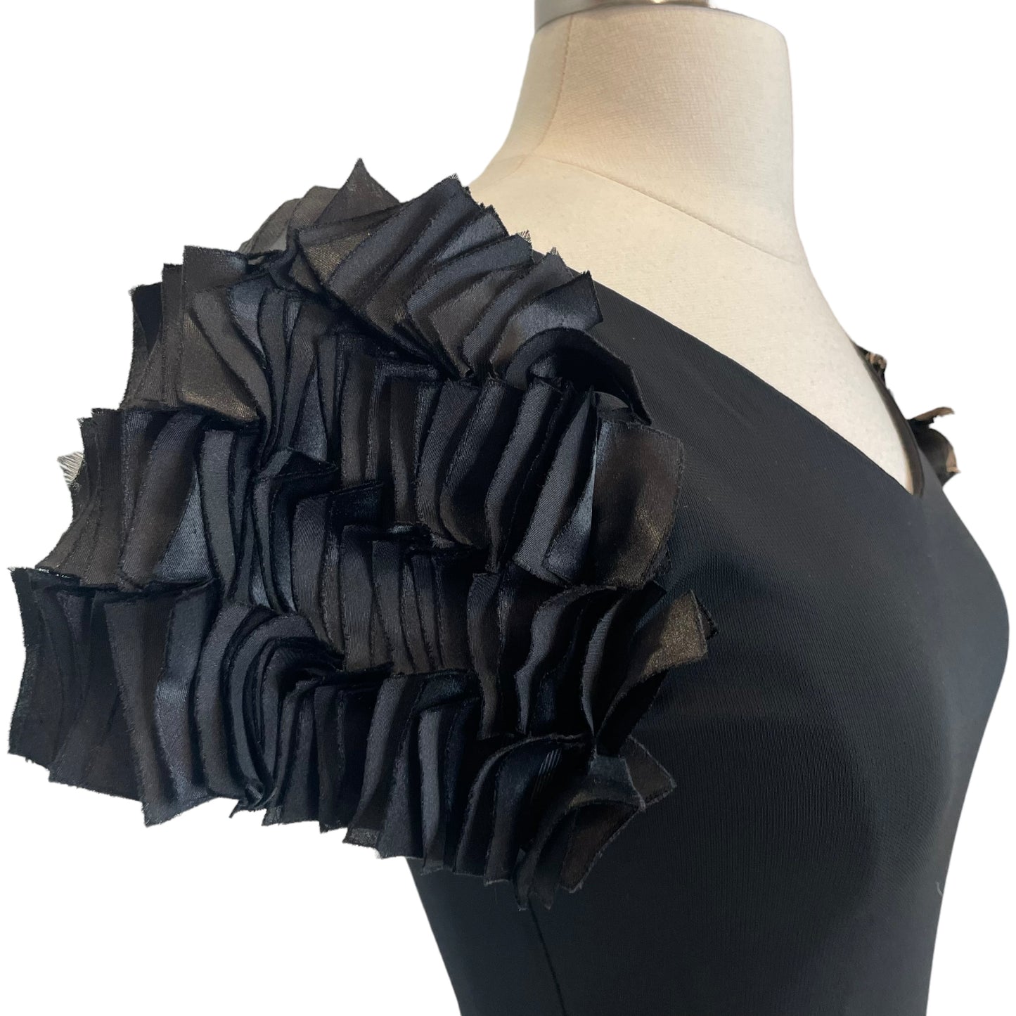 Black Ruffle Sleeve Dress - M
