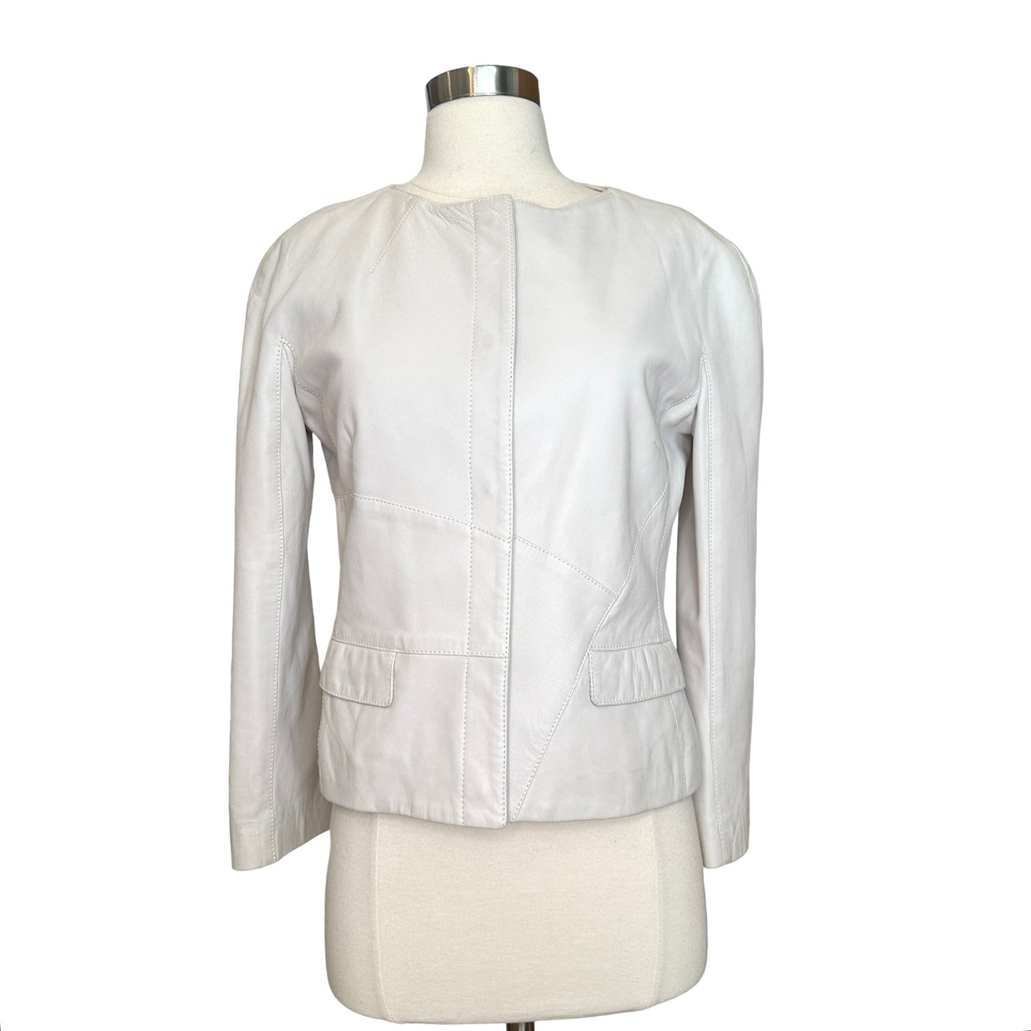 White Leather Jacket - M