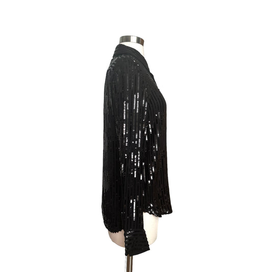 Black Silk Sequins Shirt - S