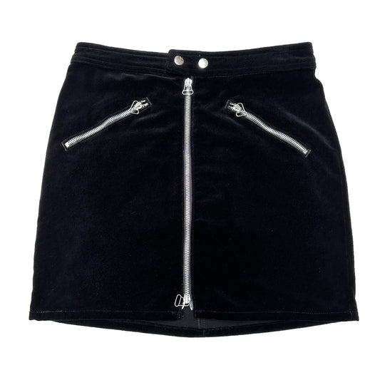 Mini Black Velvet Skirt - 4