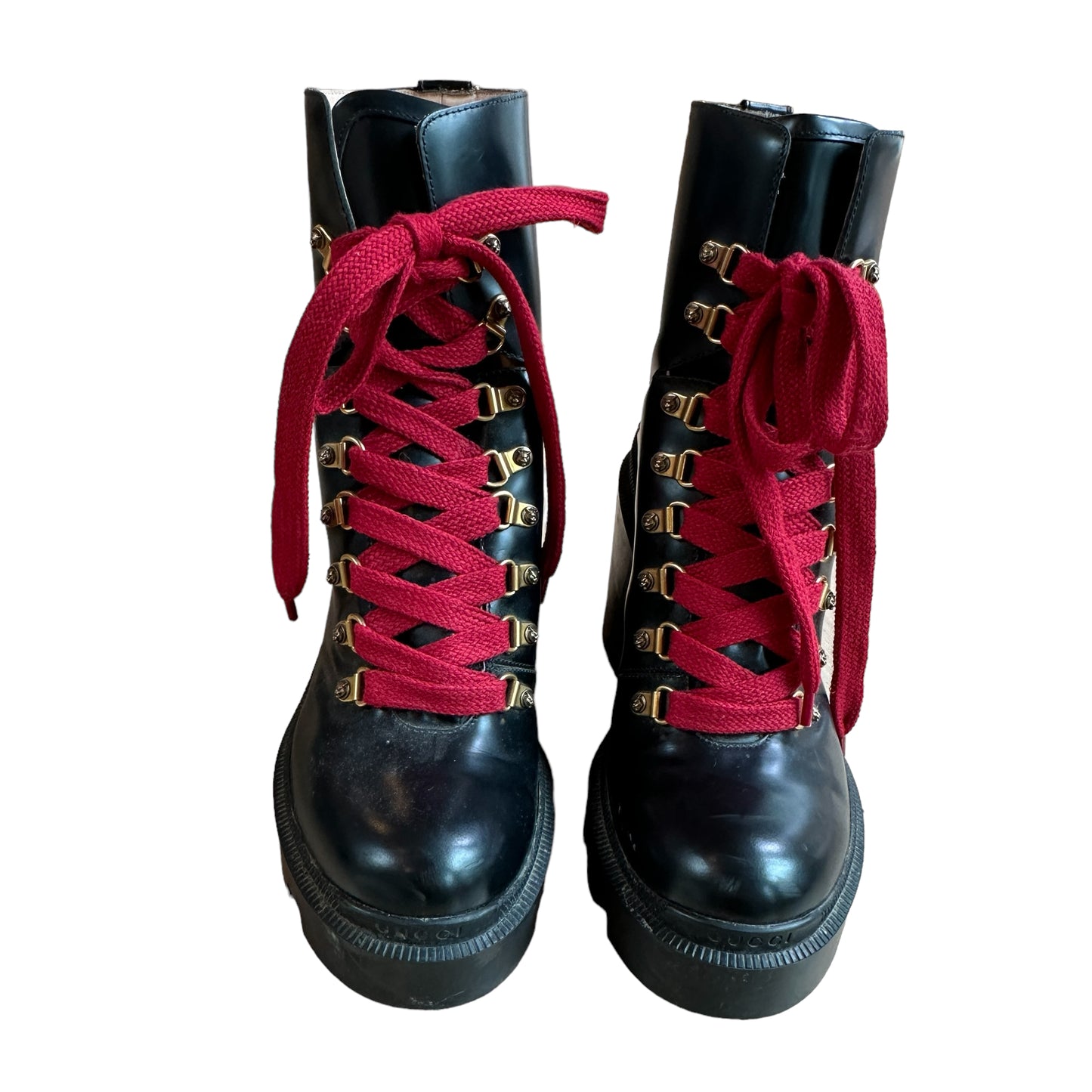 Black Leather Combat Boots - 9