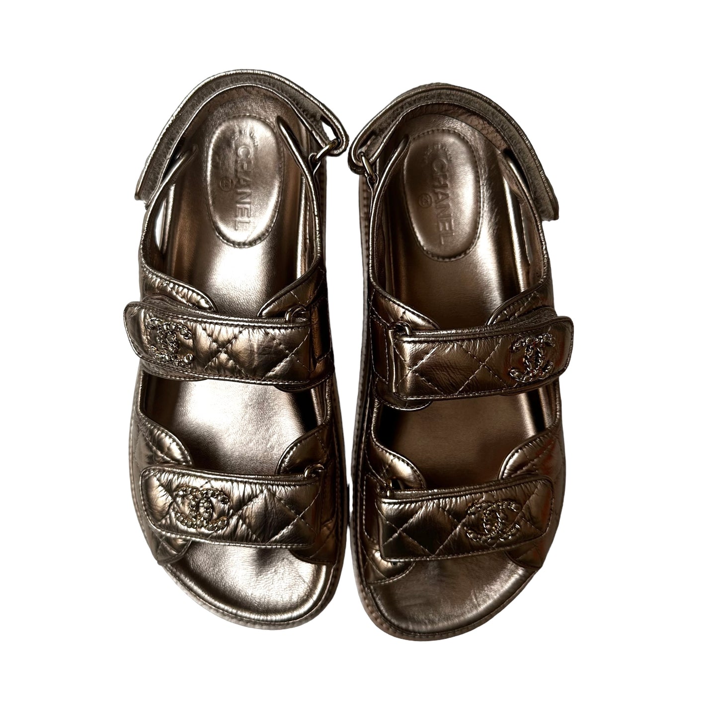 Gold Leather Dad Sandals - 7