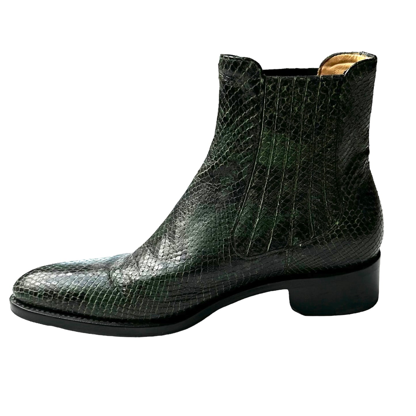 Green Python Embossed Boots -