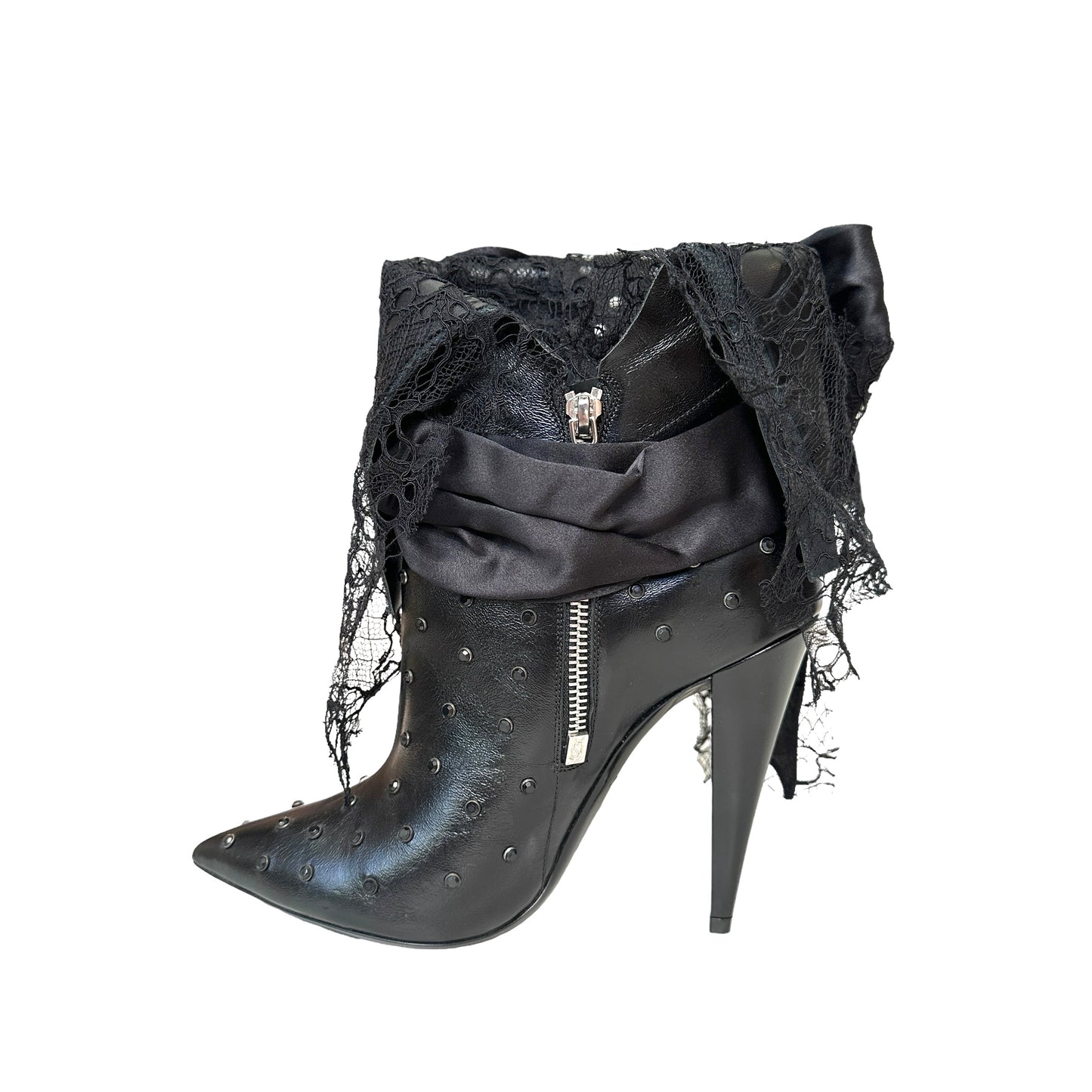 Black Studded & Laced Boots - 8.5