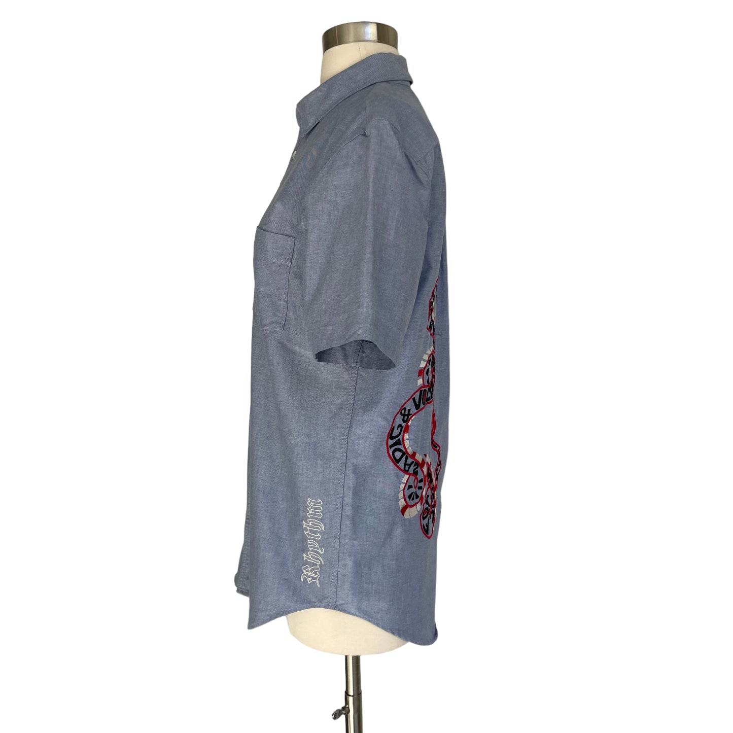Embroidered Blue Collar Shirt - S/M