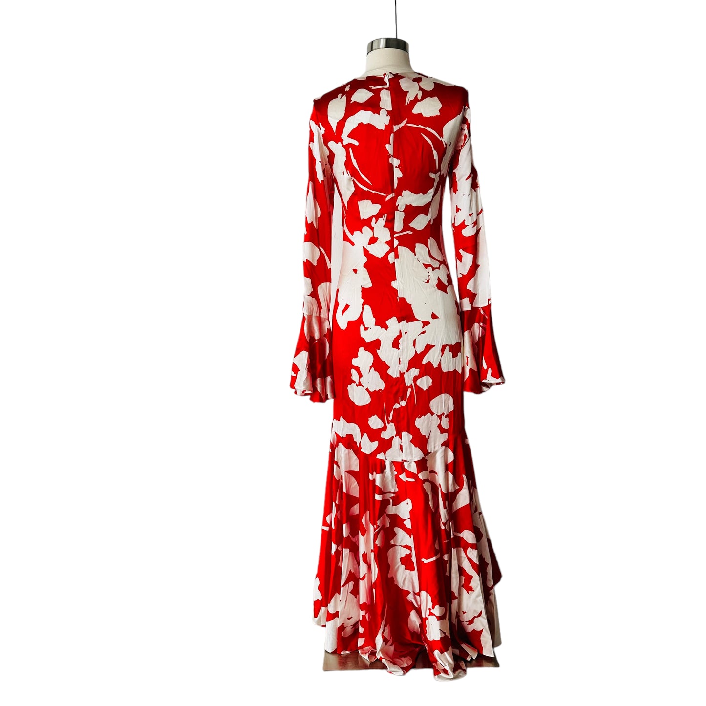 Red & White Silk Dress - S