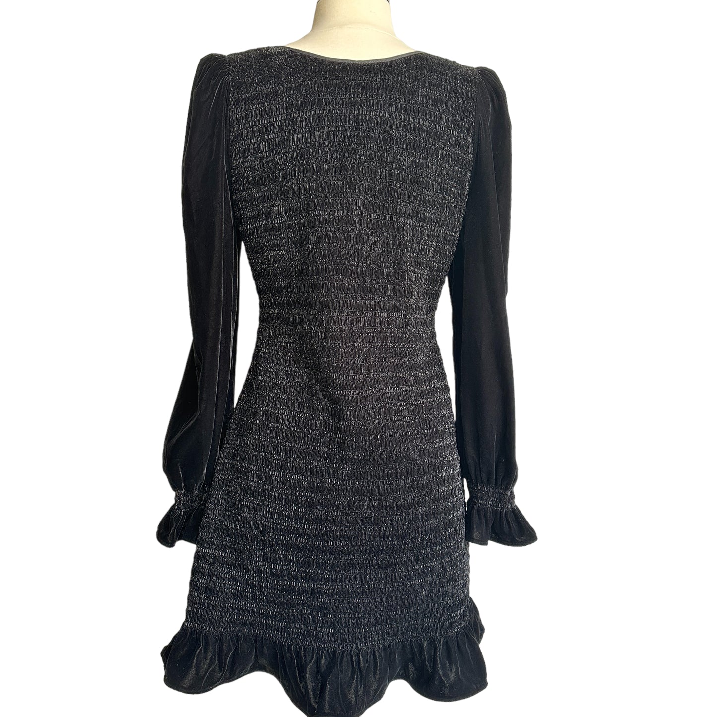 Black Velvet Mini Dress - L