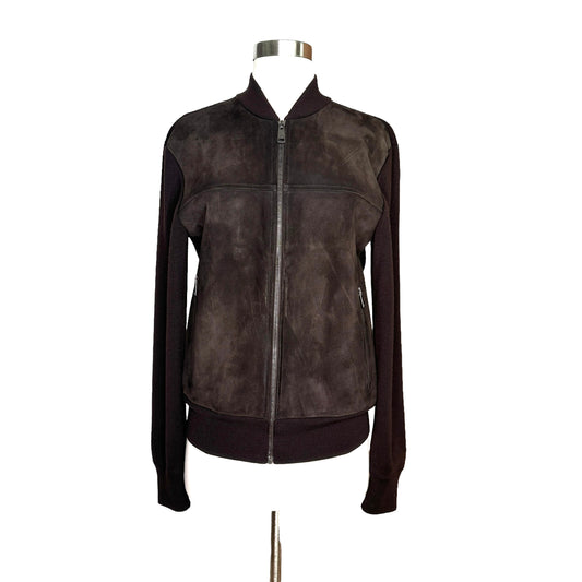 Suede Brown Bomber Jacket - L