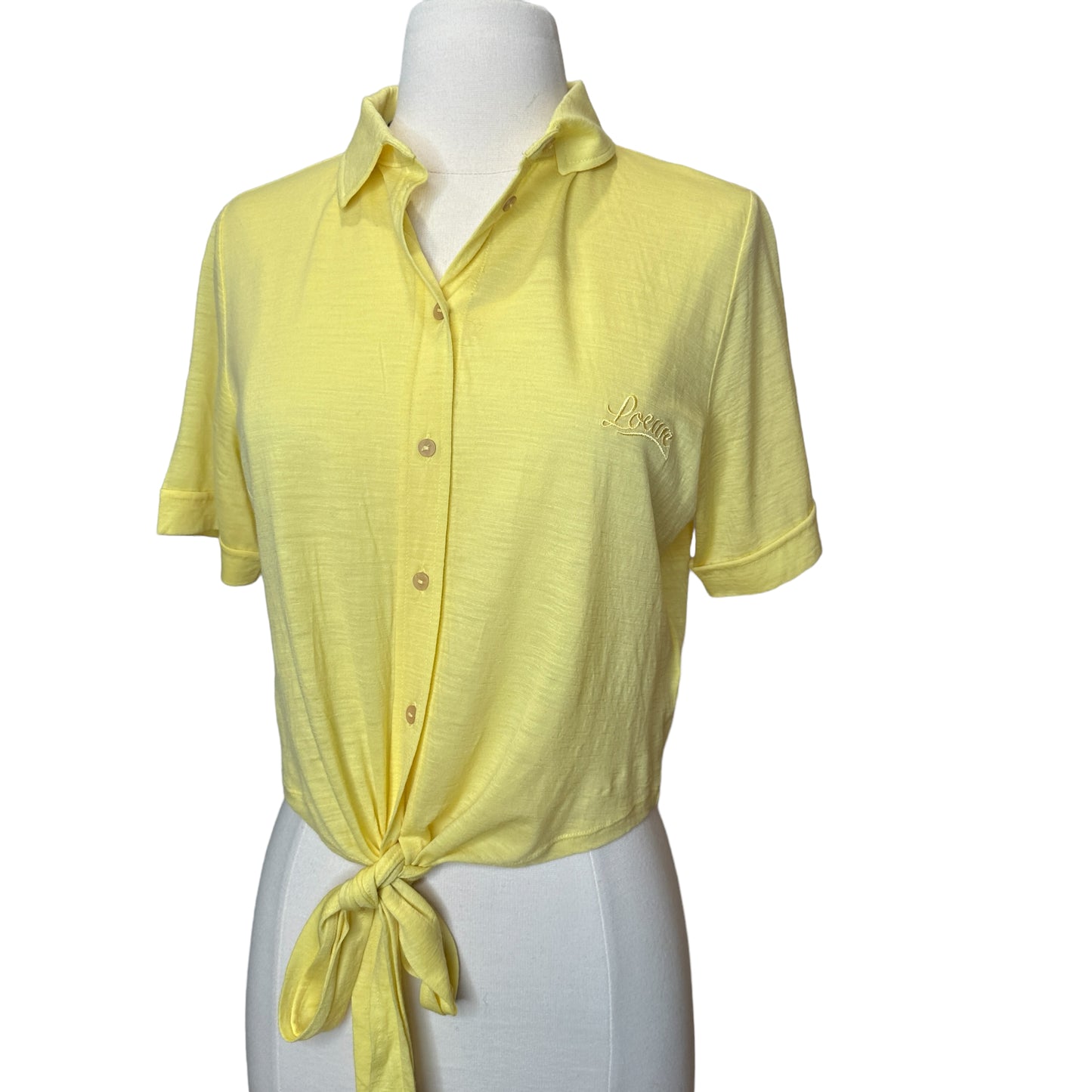 Yellow Oversized Cropped Polo - XS
