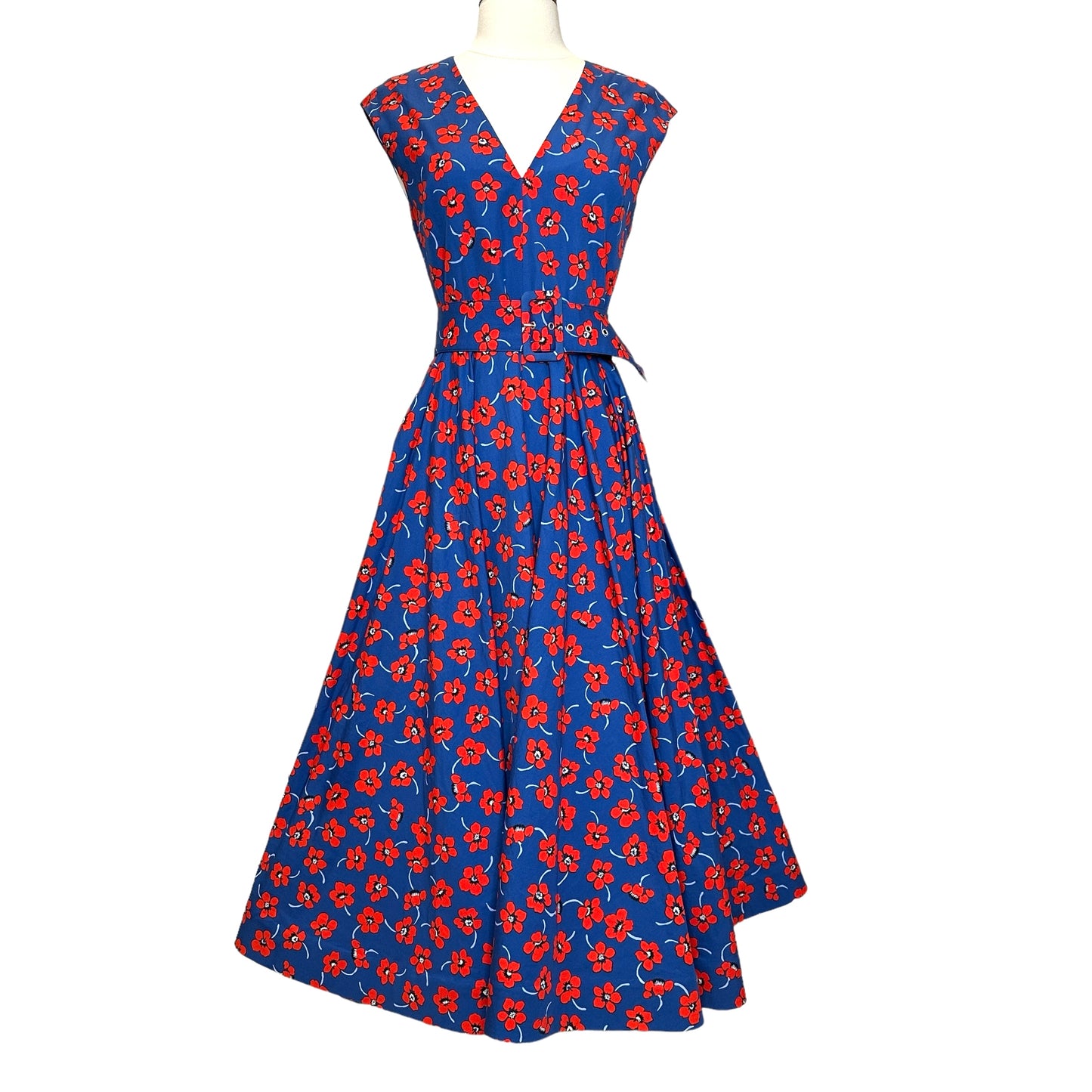 Blue & Red Floral Dress - 4