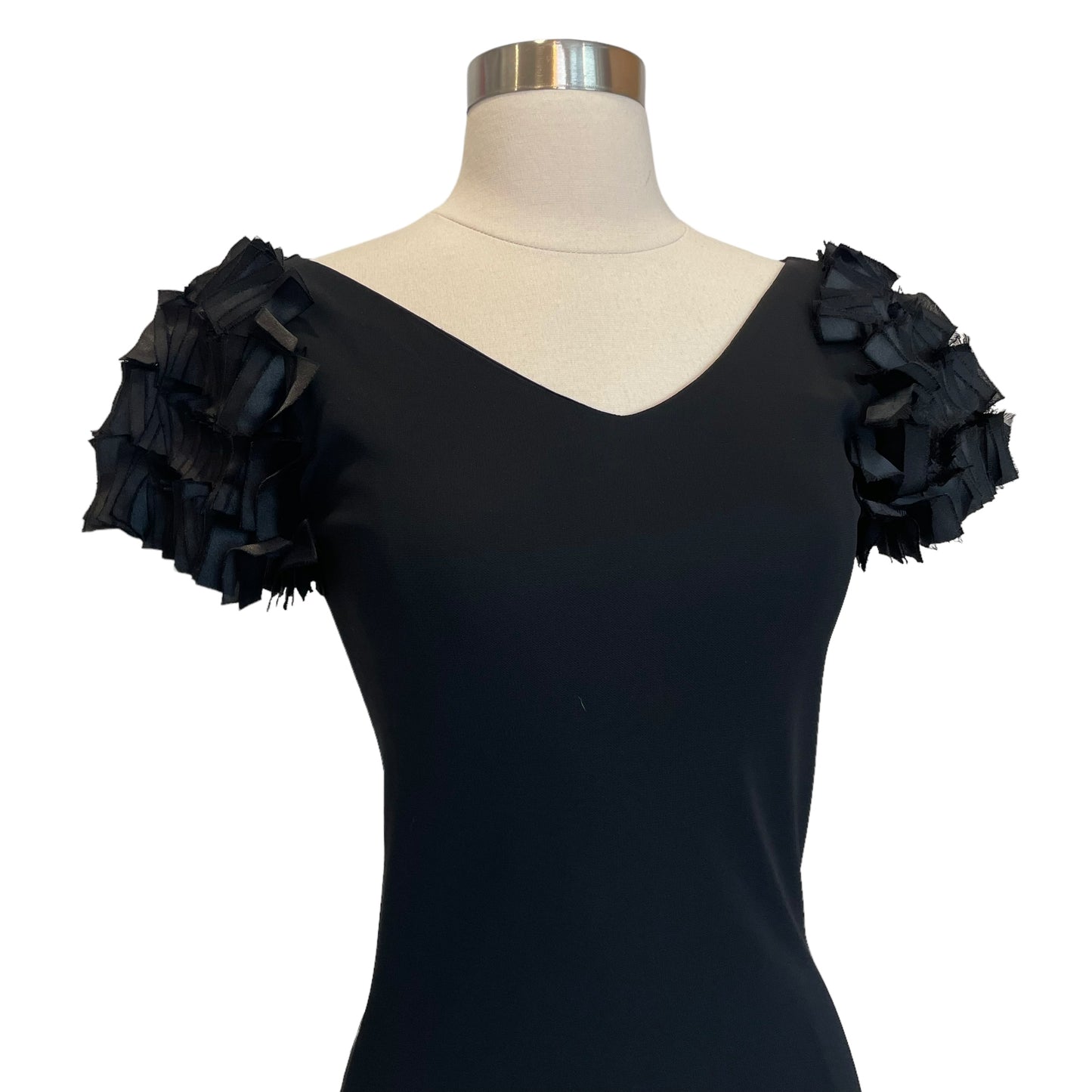 Black Ruffle Sleeve Dress - M