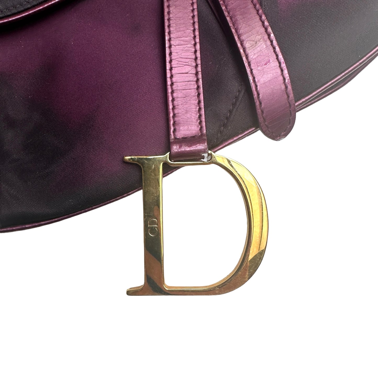 Purple Nylon & Leather Saddle Bag