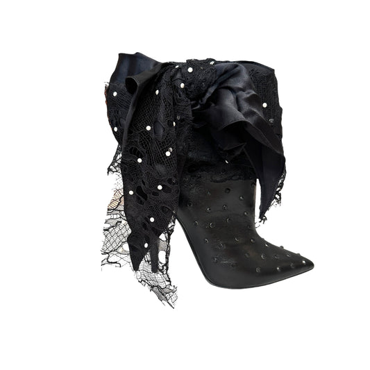 Black Studded & Laced Boots - 8.5
