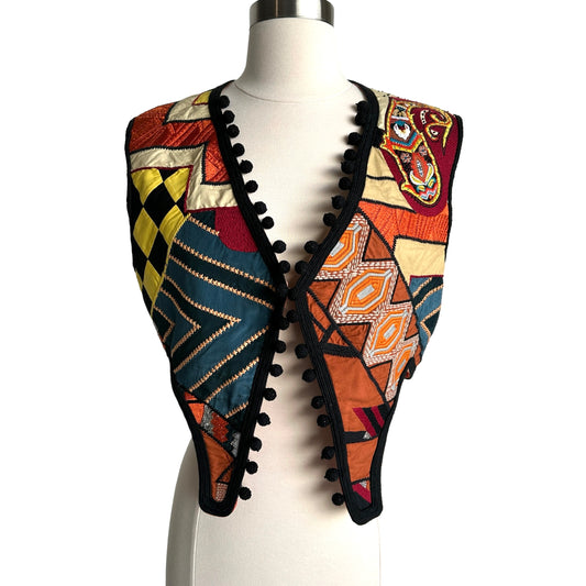 Ethnic Patchwork Vest - M