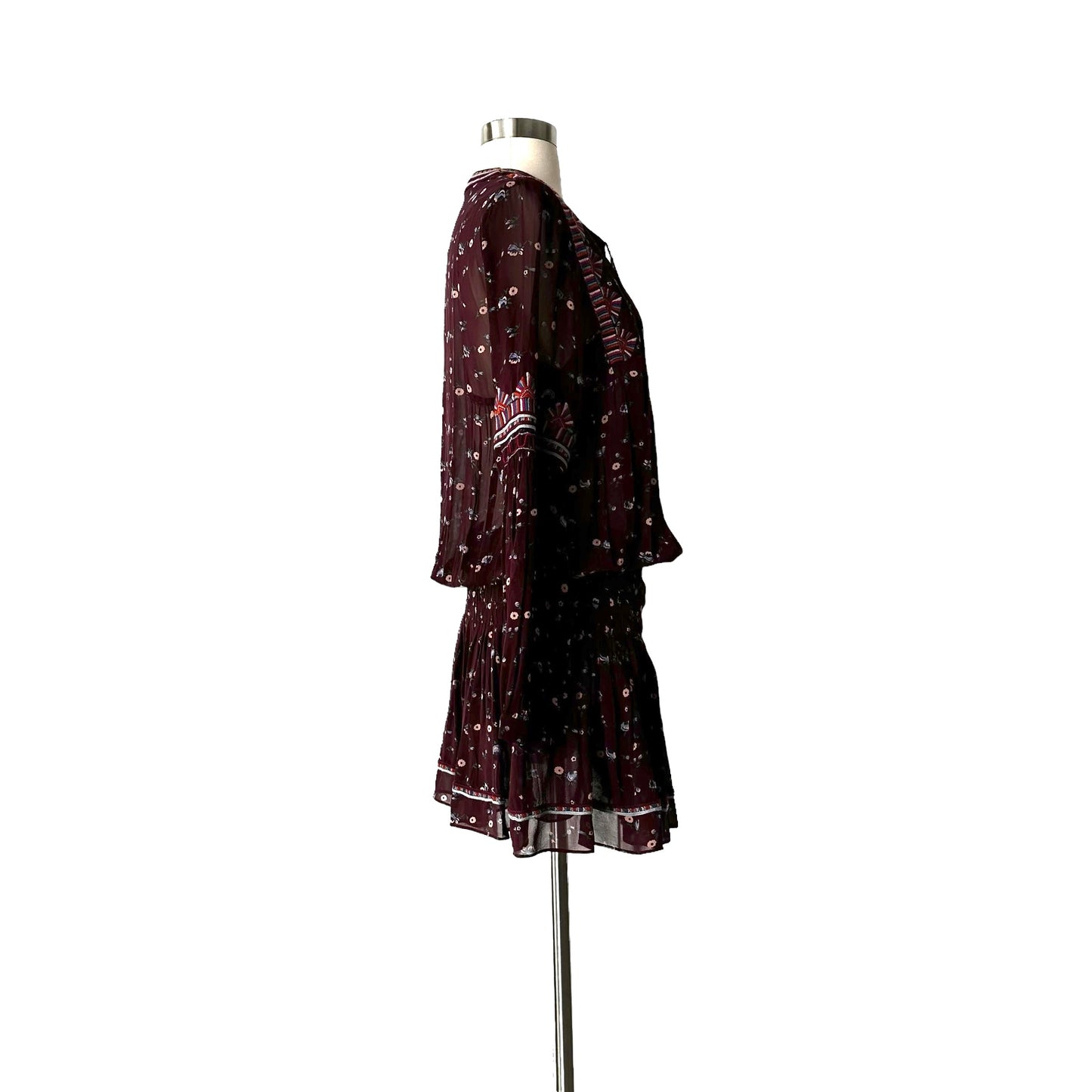 Burgundy Floral Dress - S
