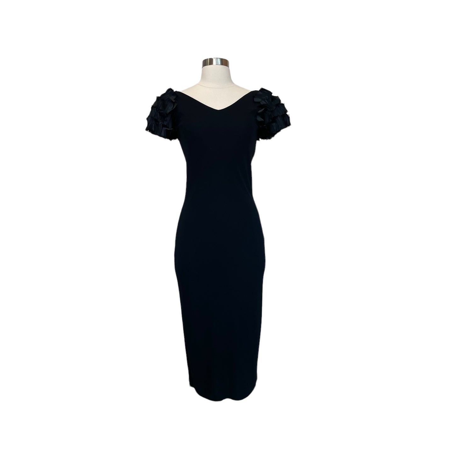Black Ruffle Sleeve Dress - M