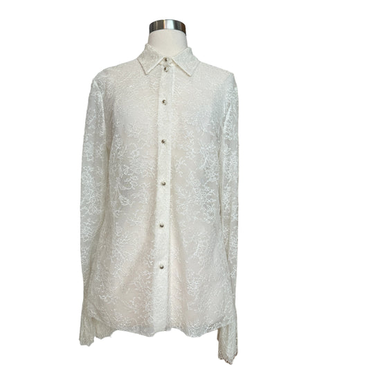 White Logo Laced Shirt - L
