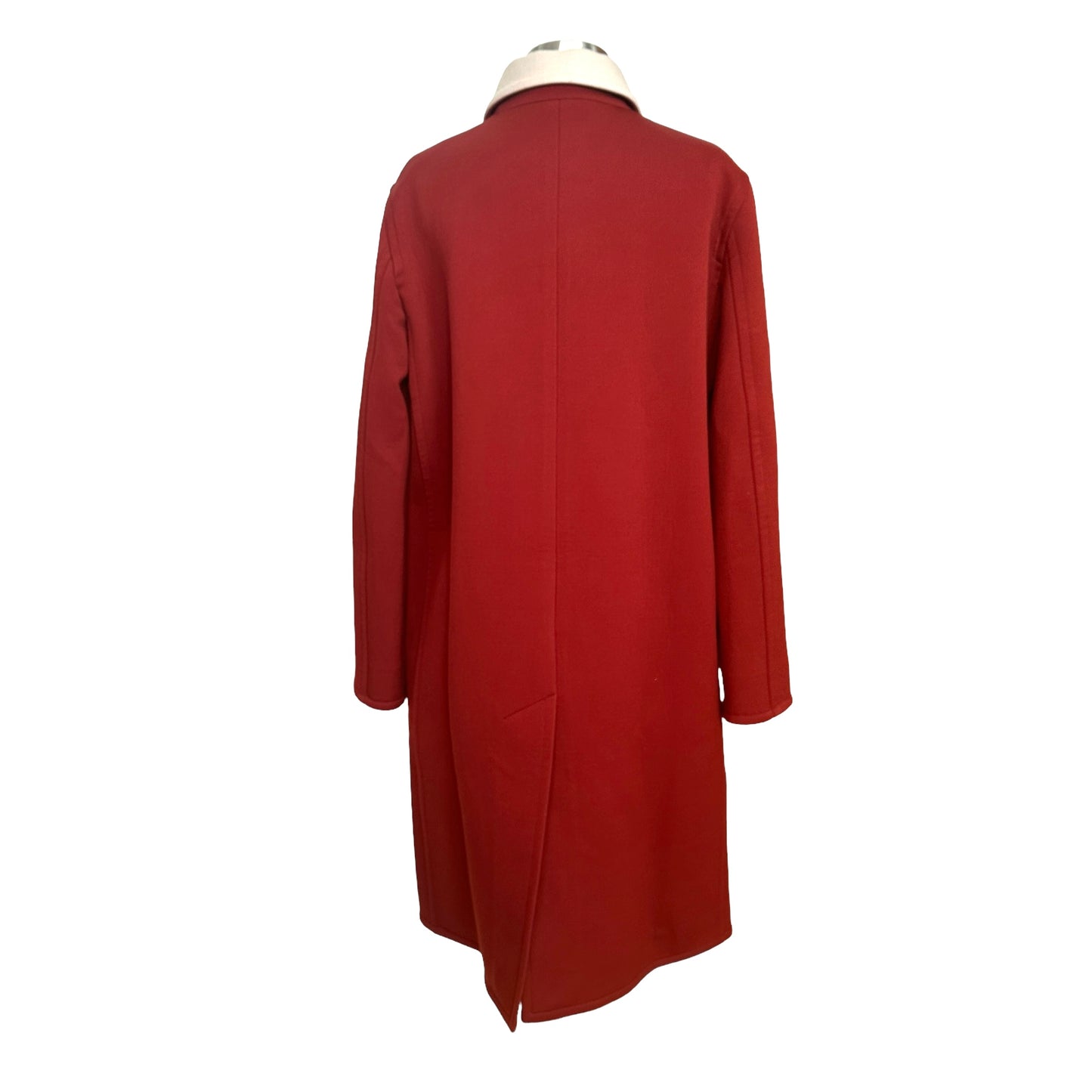 Red & Cream Wool Coat - S