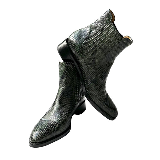Green Python Embossed Boots -