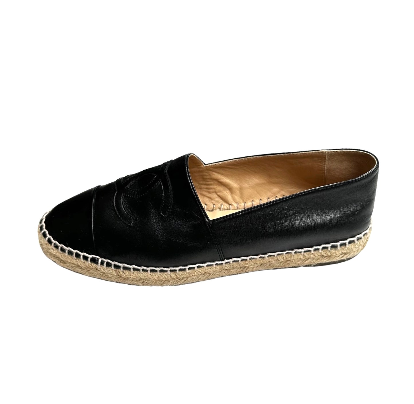 Black Leather Logo Espadrilles - 10