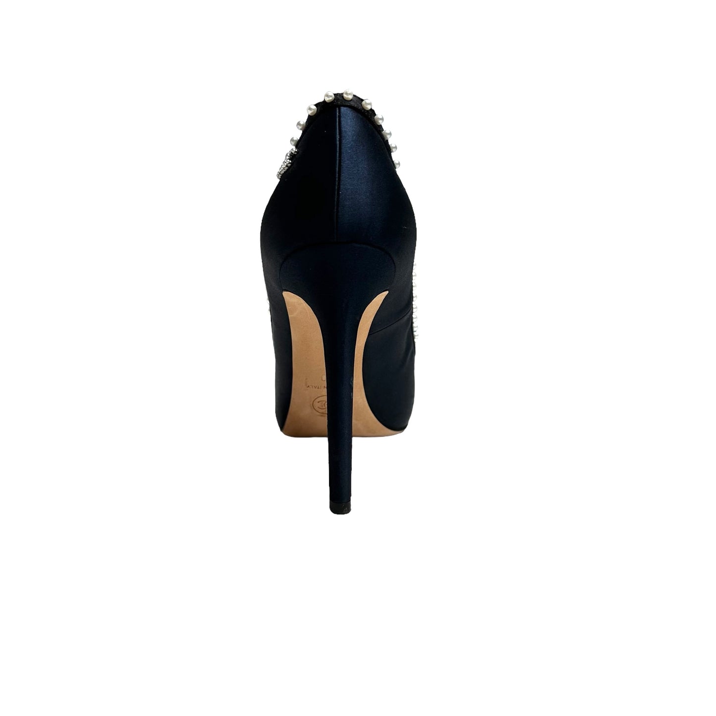 Navy & Black Faux Pearl Heels - 10