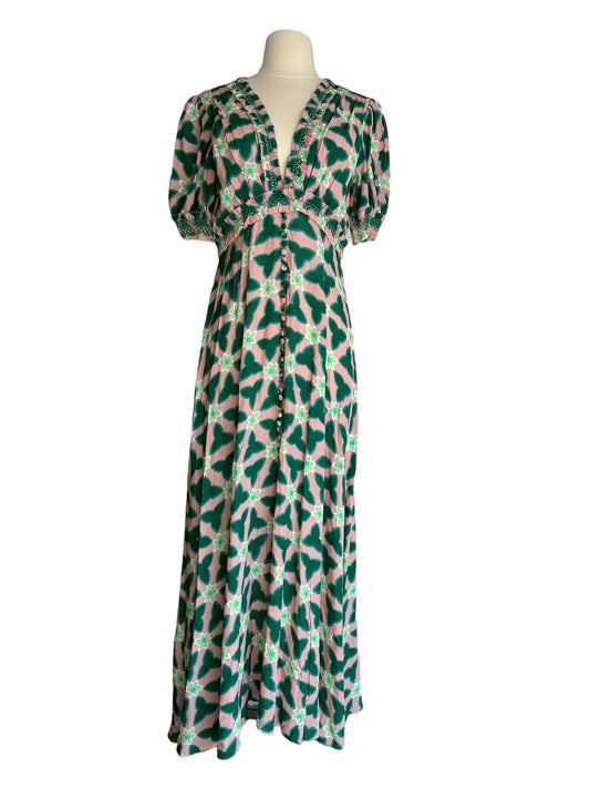 Green & Pink Maxi Dress - M