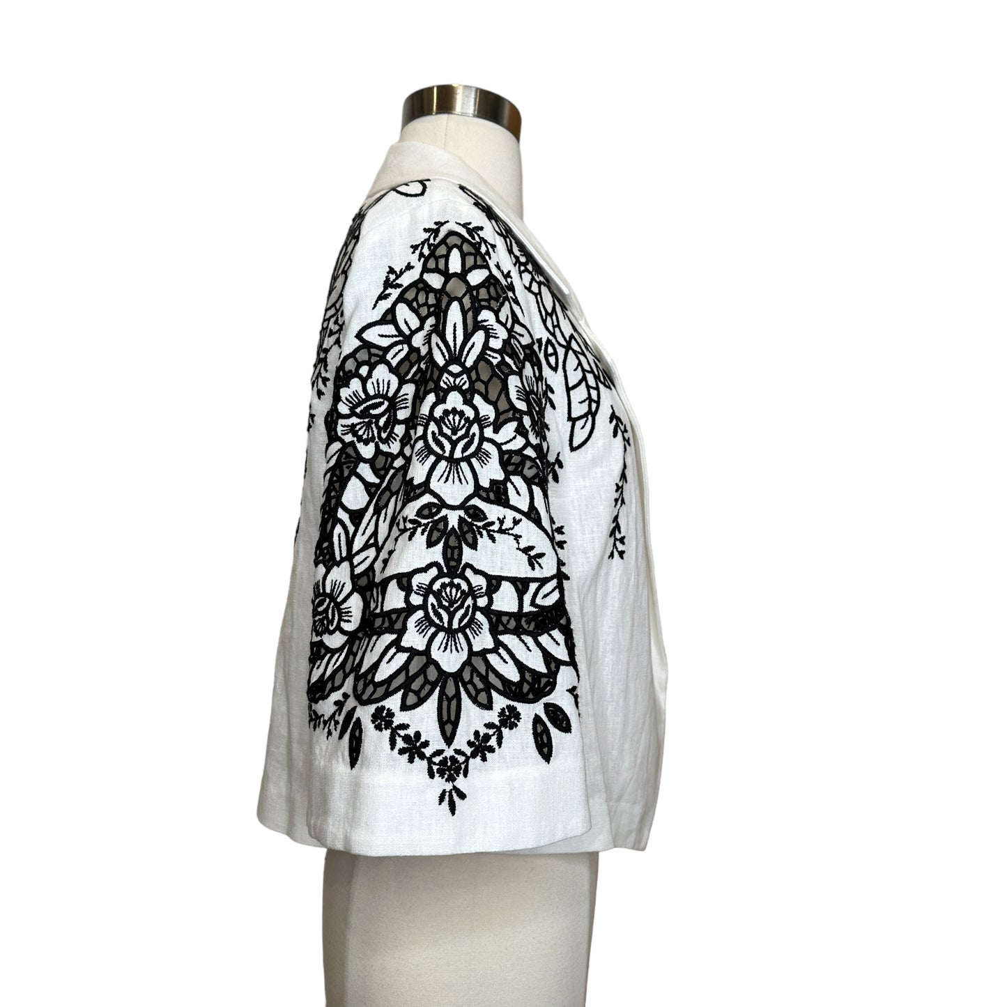 Floral Cutout Linen Jacket - S