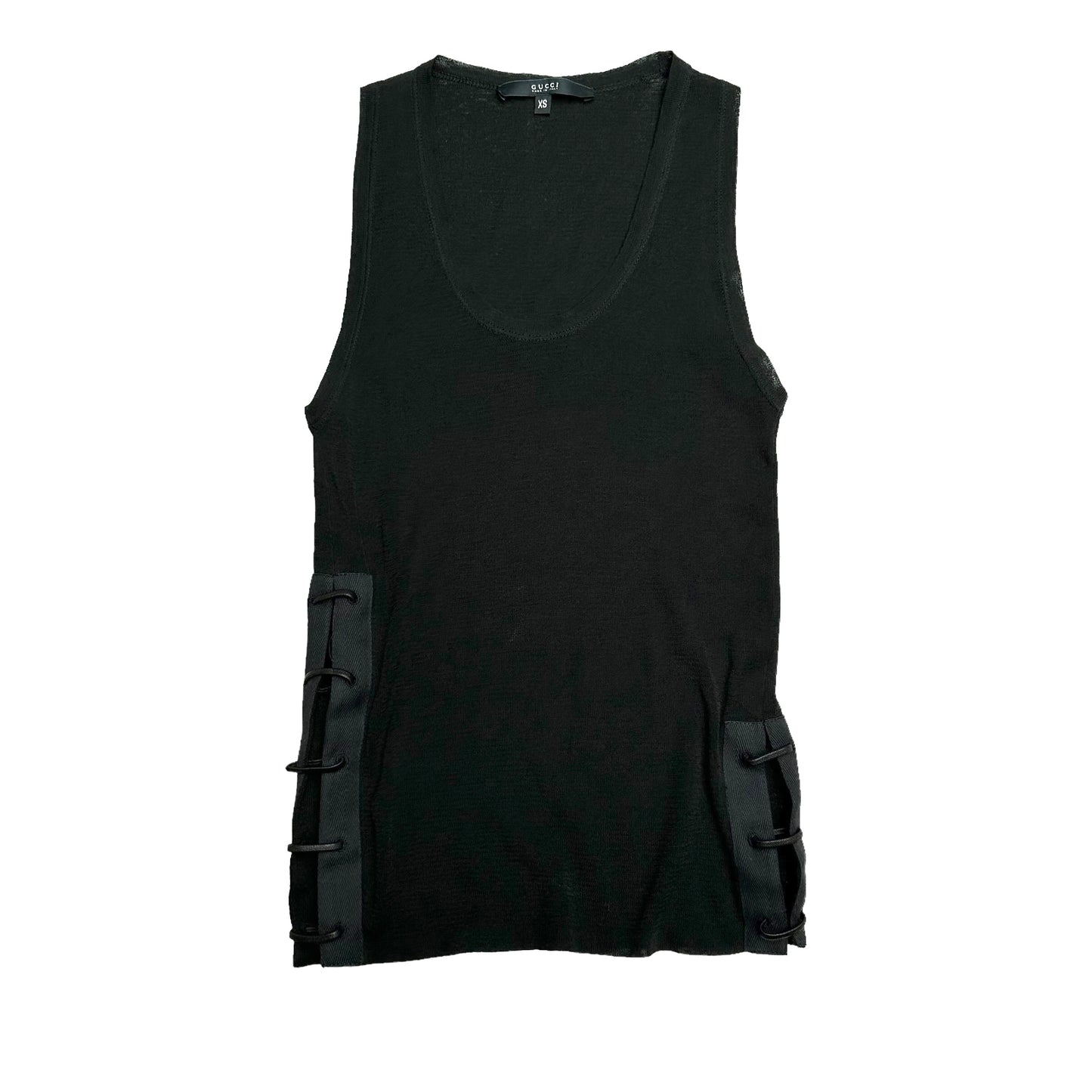 Black Vintage Tank Top w/Leather - XS