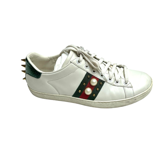 Sneakers w/Spikes & Faux-Pearl Accents - 8