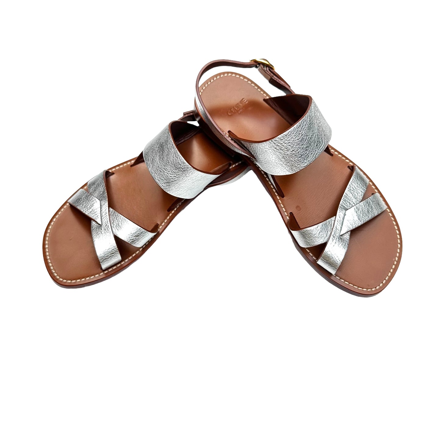 Silver Leather Sandals - 9