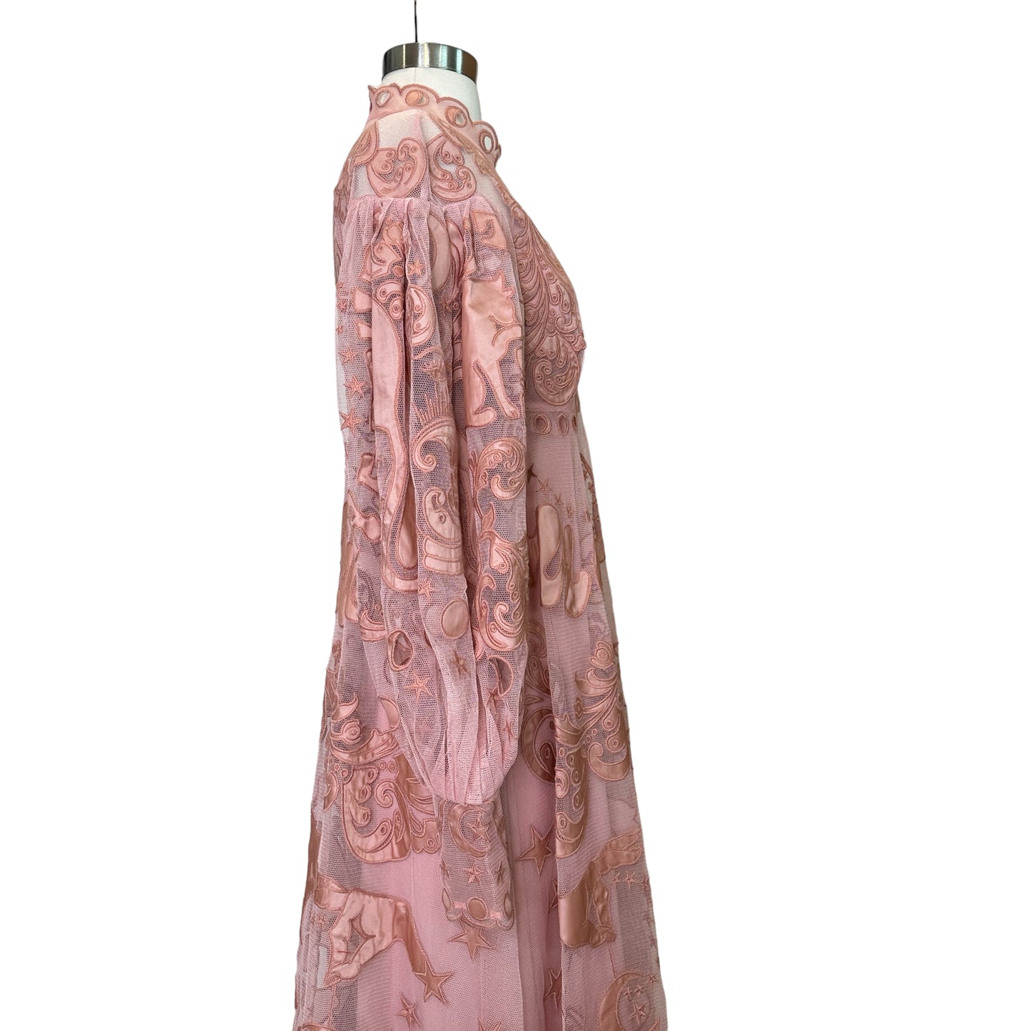 Pink Lace Maxi Dress - M