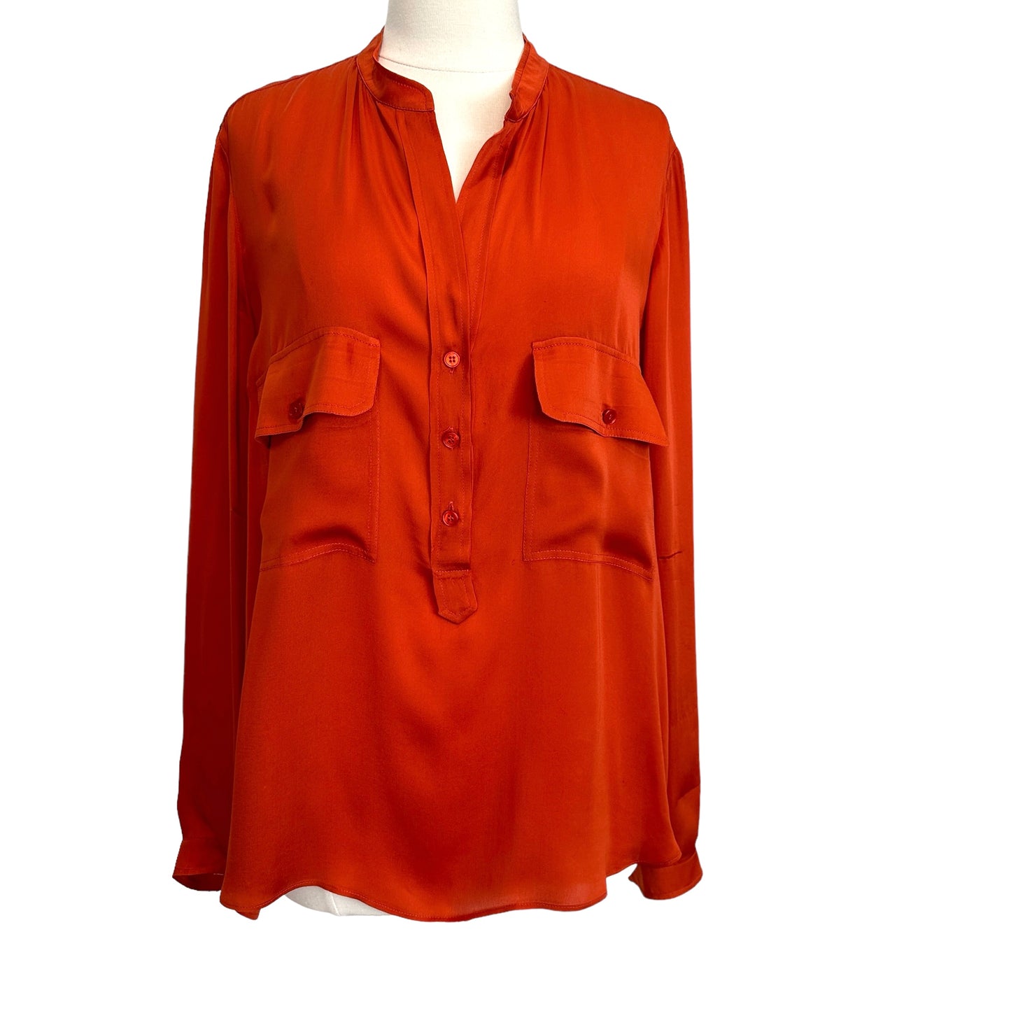 Red Silk Blouse - L