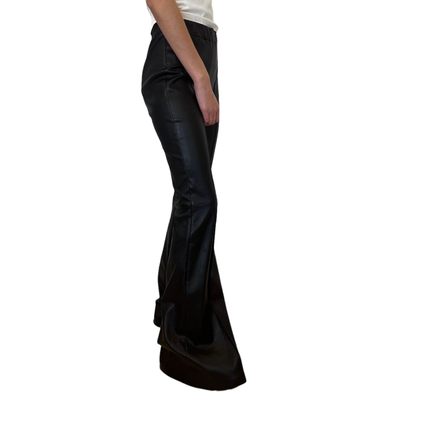 Black Leather Flared Pants - 4