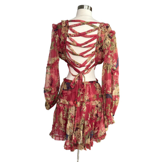 Floral Silk Dress - M