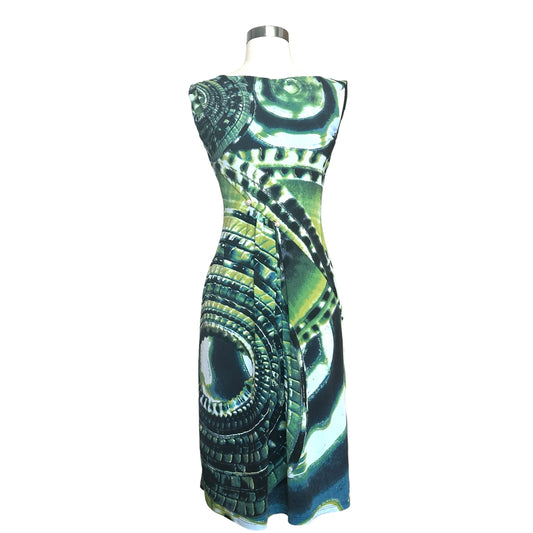 Green Dress w/Crystal Brooch.