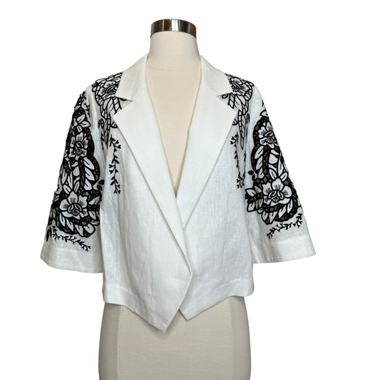 Floral Cutout Linen Jacket - S