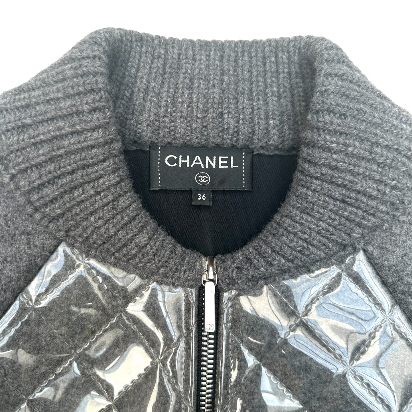 Grey Wool & PVC Jacket - S