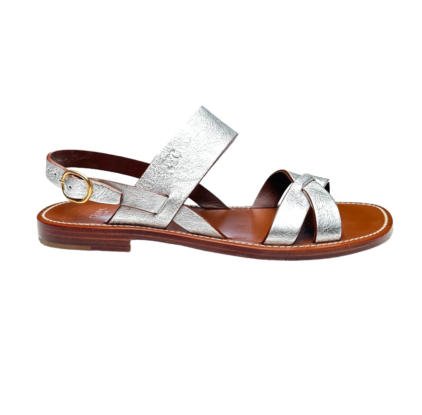 Silver Leather Sandals - 9