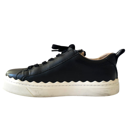 Black Leather Sneakers - 8