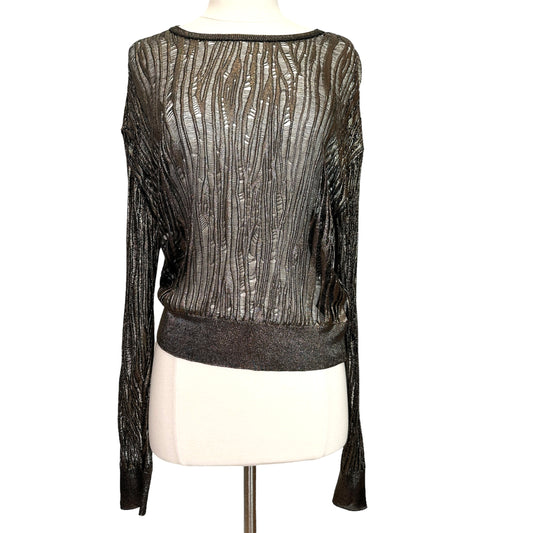 Oversized Distressed Metallic Top - XS