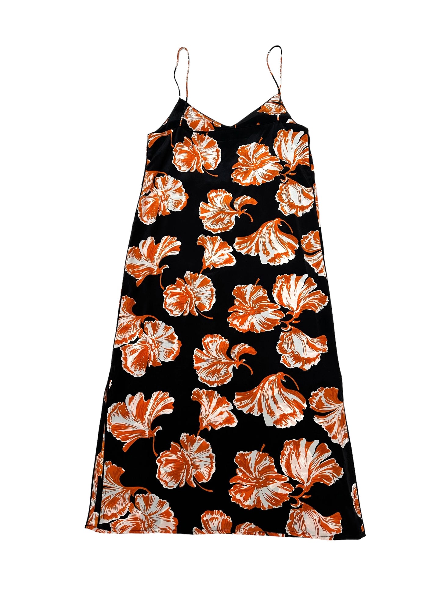 Black & Orange Print Slip-On Dress - S