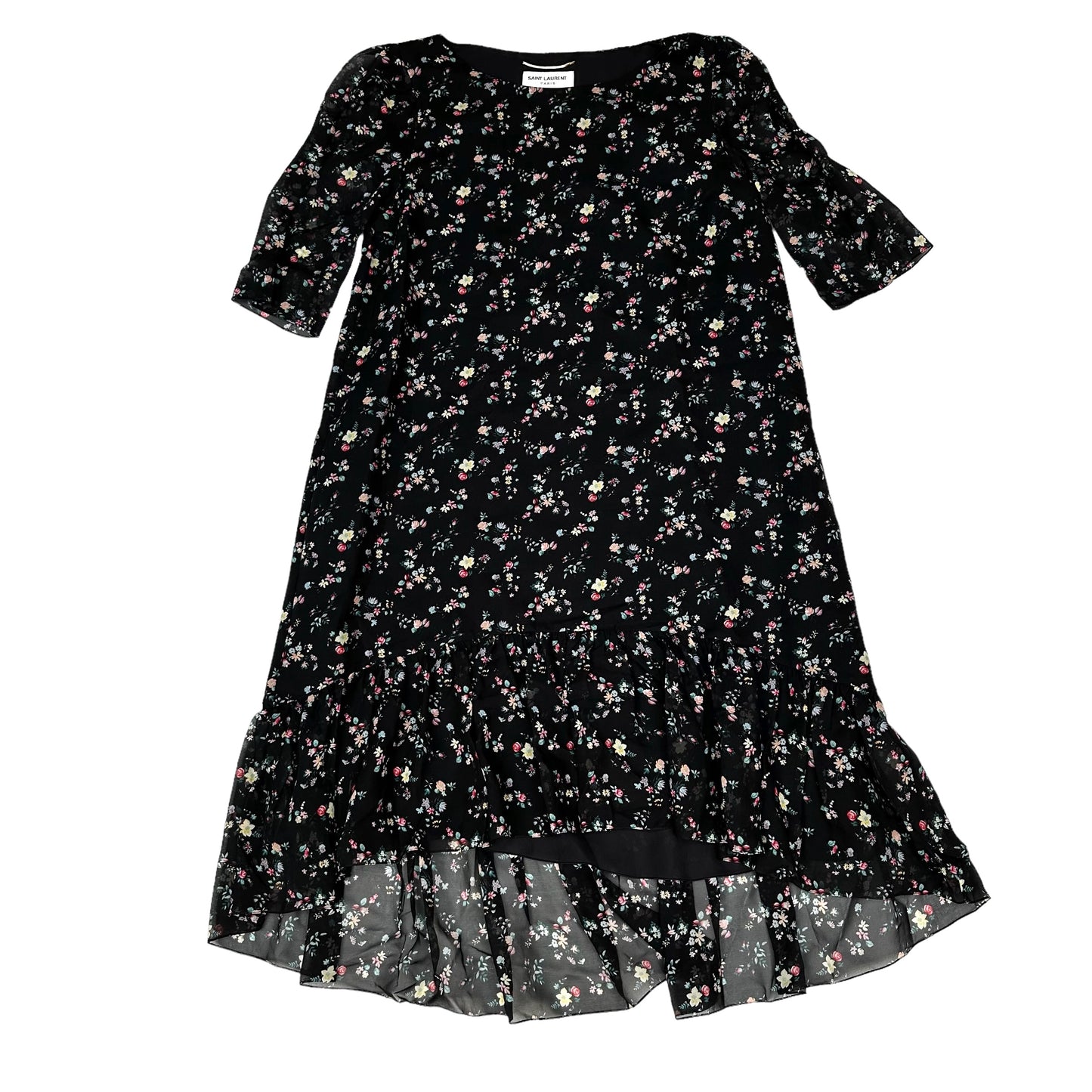 Floral Black Dress - S